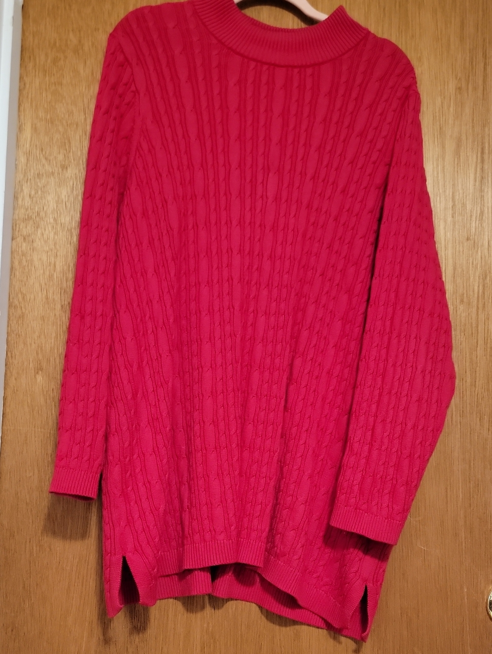 Lands' End Cable-Knit Turtleneck Sweater in Red